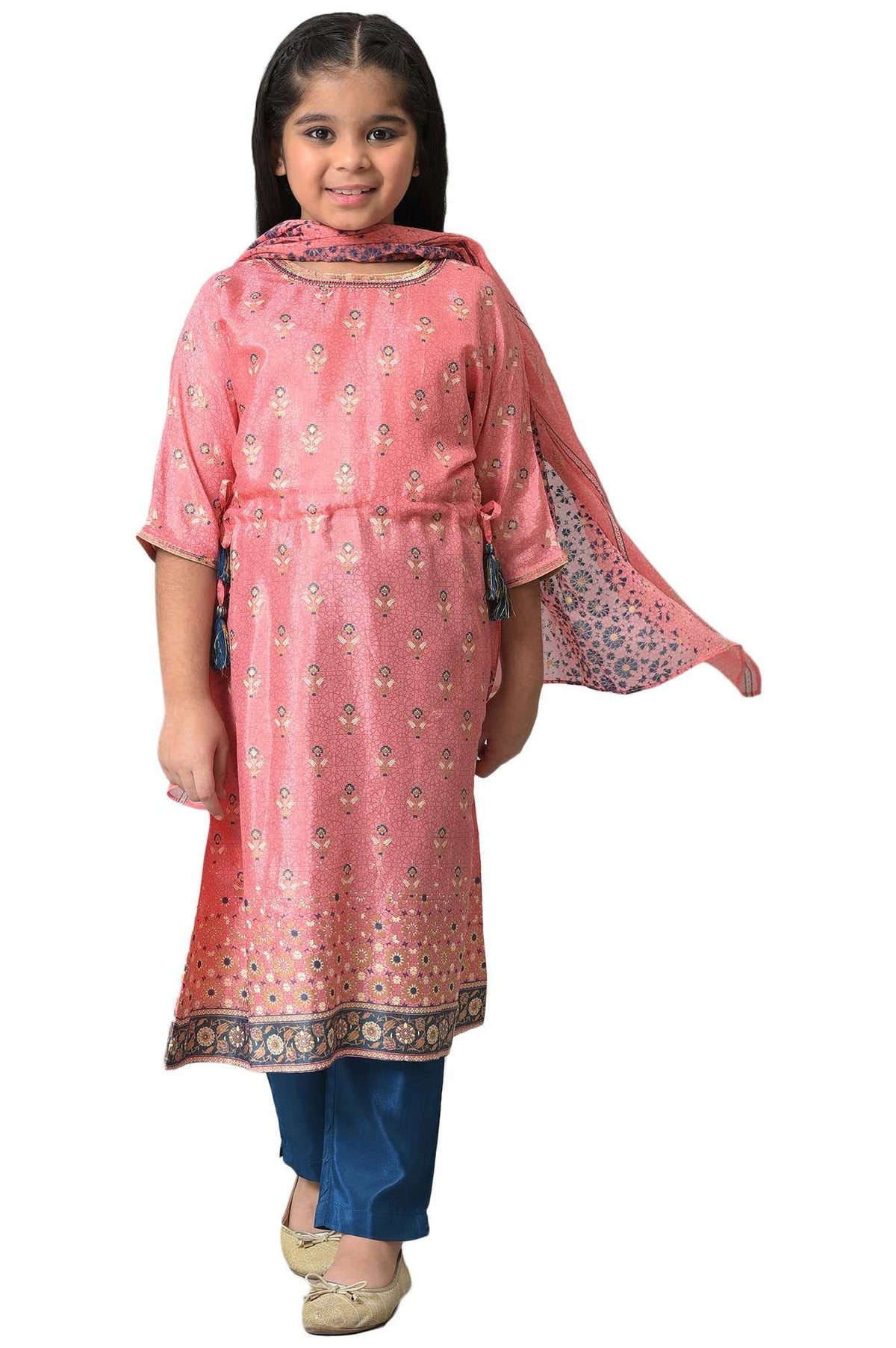 Aurelia GirlS Viscose Kurta-Trouser-Dupatta (22Aug10247B-505687_Pink