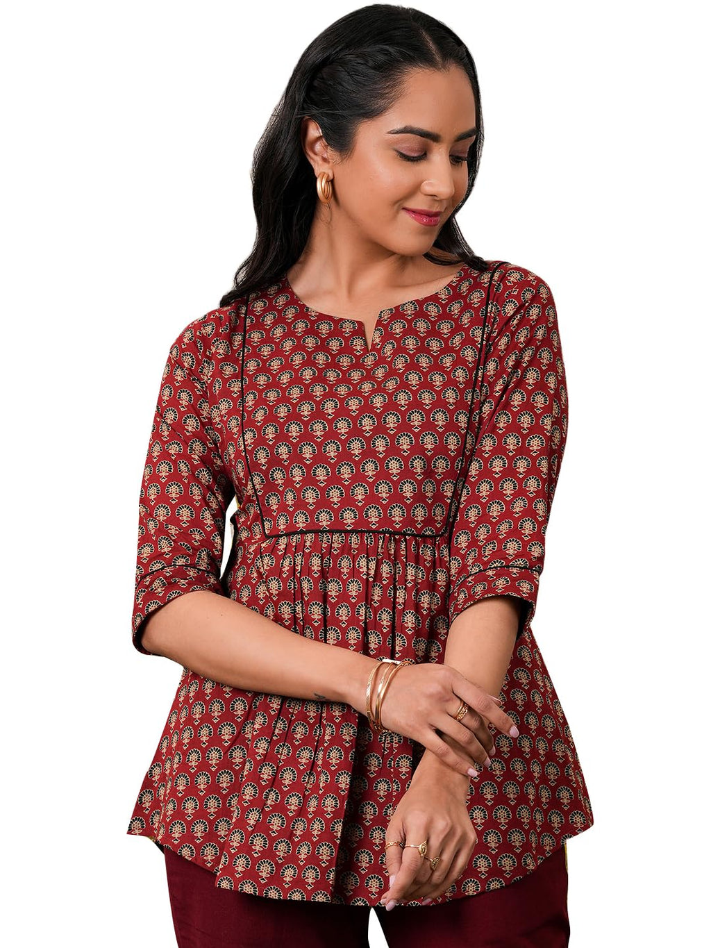 Libas Women'S Printed A-Line Kurtis (26845_Maroon
