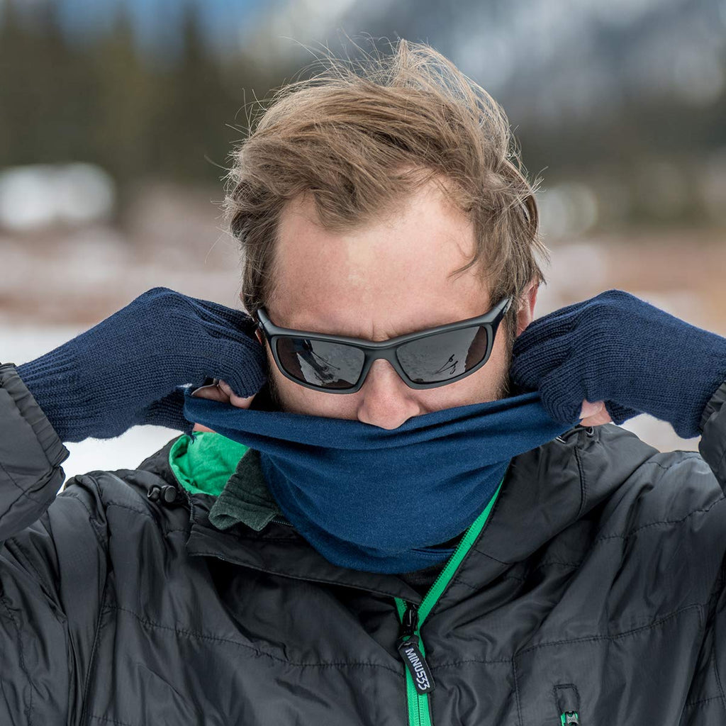 Minus33 - Midweight Neck Gaiter - 100% Merino Wool - Multipurpose Headwear - Skiing Neck Warmer - Winter Face Mask - Navy Blue M