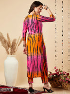 ANNI DESIGNER Womens Cotton Blend Straight Printed Kurta with Pant Set (TEERTH Multi-NW_S_Multi_Small) Multicolour