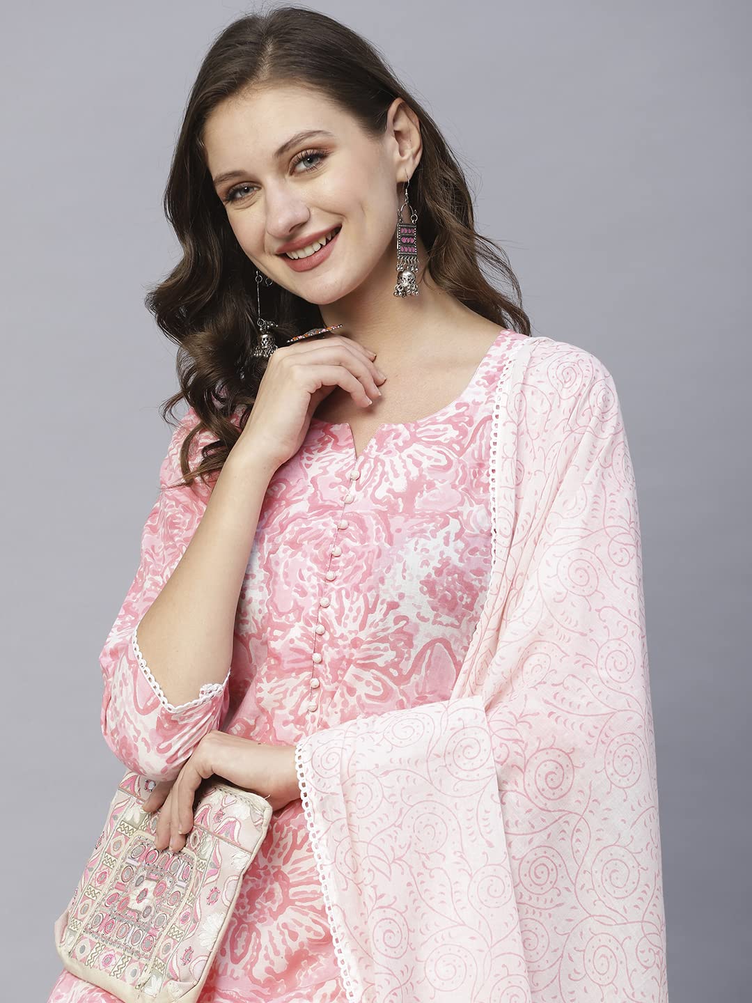 ANNI DESIGNER 2 Pack Women s Cotton Blend Kurta, Multicolored