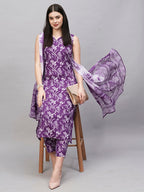 ANNI DESIGNER Women s Rayon Kurta with Trousers and Dupatta, purple, XL