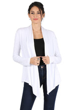 Women's Basic Rayon Span Open Drape Cardigan Sweater Long Sleeves - Made in USA White Small White Small