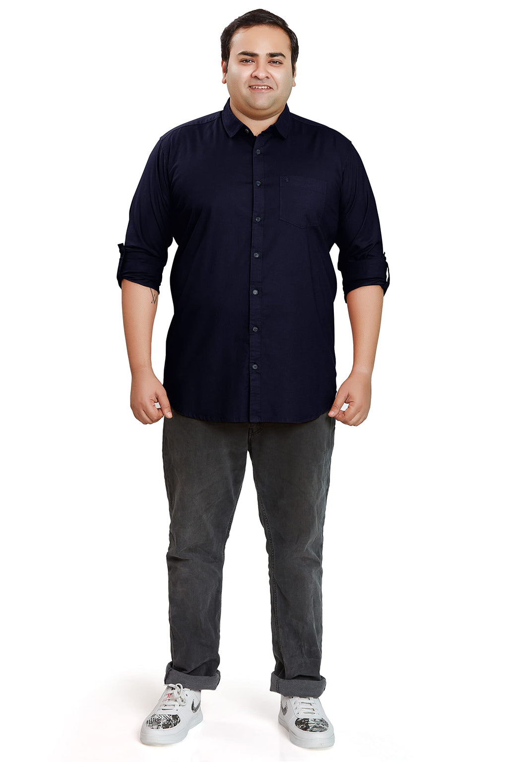 BE ACTIVE Mens Casual 100% Cotton Solid Plus Size Shirt || Plus Size Shirts for Men || Casual Plus Size Shirt || Casual Wear Sh