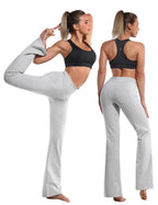 BUBBLELIME 29/31/33/35 4 Styles Women's Inner Pocket Bootcut Yoga Pants - Basic Cotton_HeatherGray L-35 Inseam