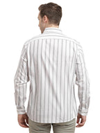 Turtle Men 100% Cotton Slim Fit White Striped Full Sleeve Casual Shirt