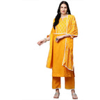 Gosriki WomenS Cotton Kurta With Palazzo & Dupatta (Konica Yellow-Go Xx-Large)