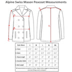 Alpine Swiss Mason Mens Wool Blend Classic Pea Coat Gray Medium
