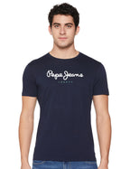Pepe Jeans Men Cotton Slim Fit T-Shirt (Pm509171_Navy, Medium