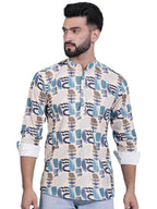 Jompers Mens Printed Corduroy Short Kurta