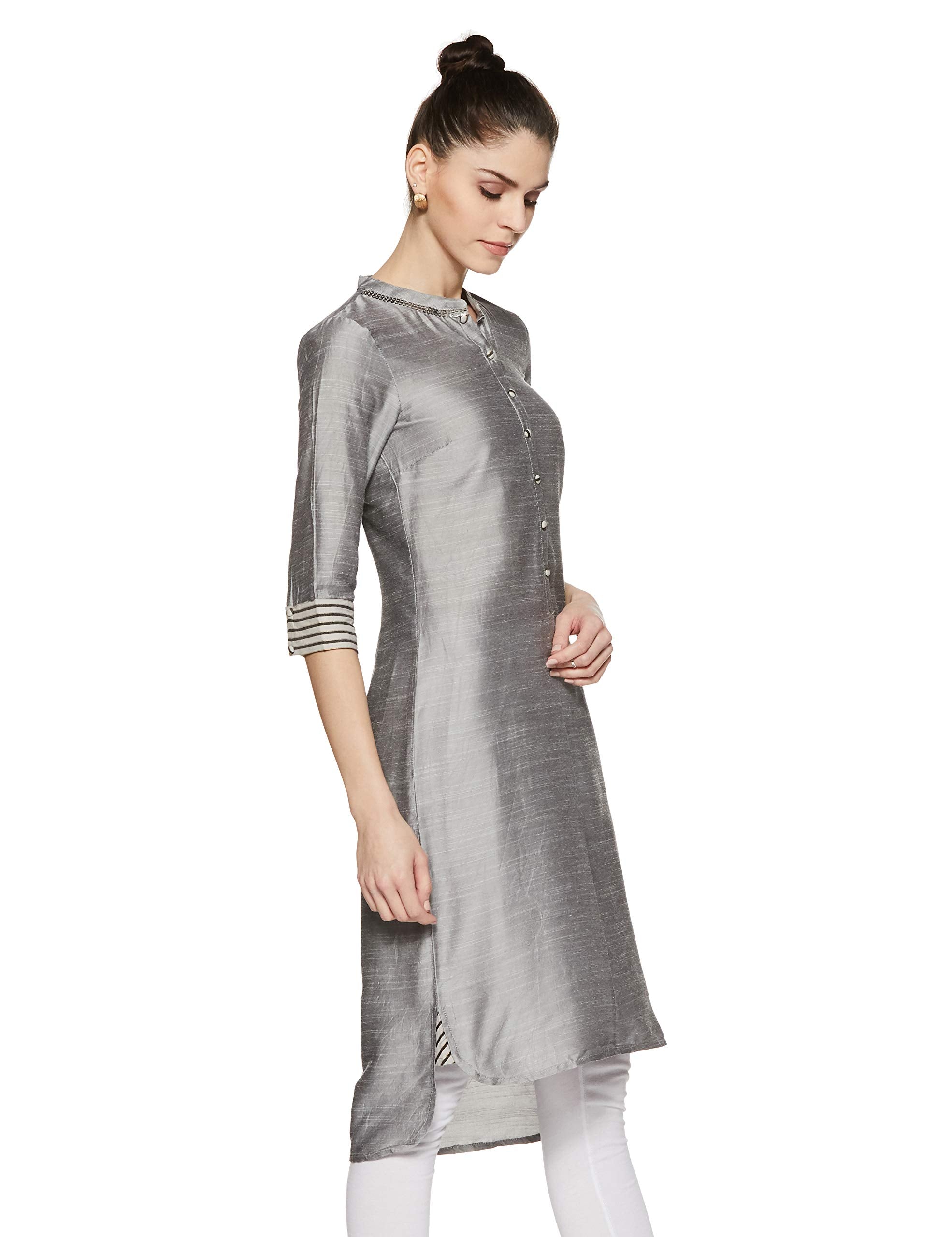 Aurelia Synthetic Women'S Asymmetrical Hemline A-Line Straight Kurta