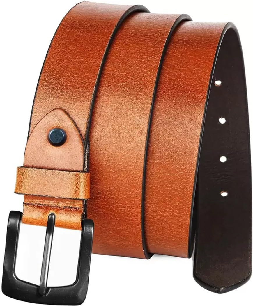Men Tan Genuine Leather Belt ()_162 28