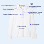 French Toast Girls' Toddler Uniform Long Sleeve Polo with Picot Collar (Standard & Plus), Light Blue, 2T