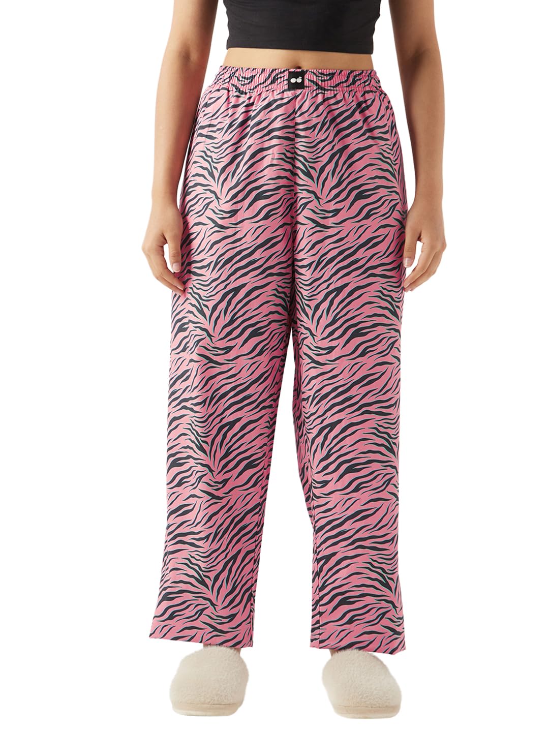Bewakoof WomenS All Over Printed Regular Fit Poplin Pyjama_645078_Pink_S