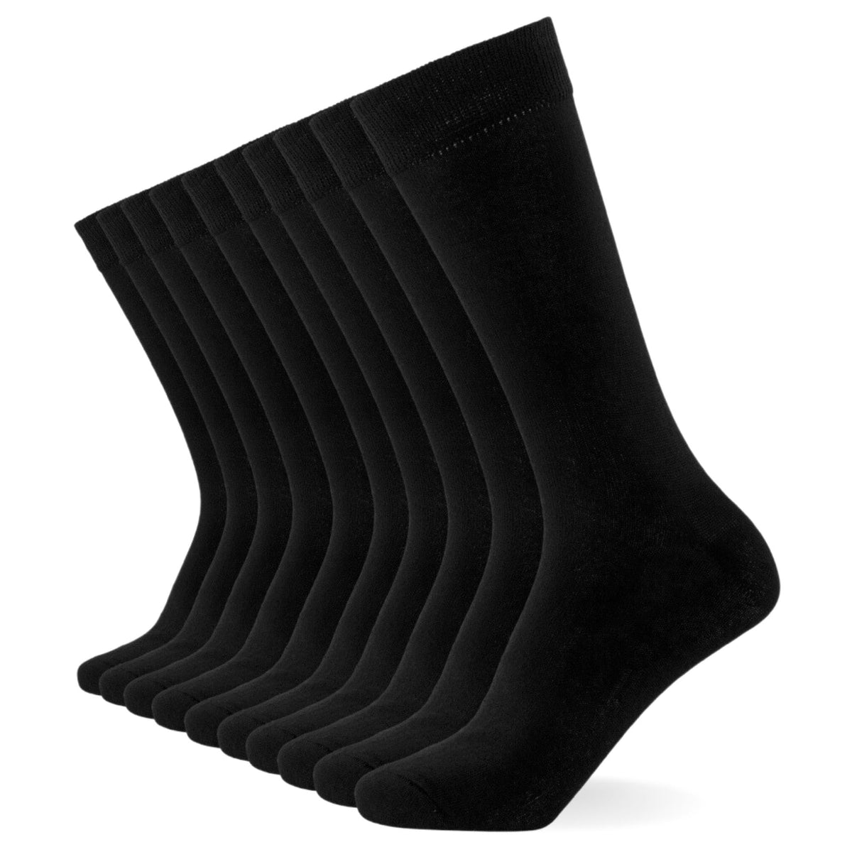 Fm London Mens Black Socks (10 Pack) Fm Comfortable, Everyday, Breathable Calf Socks Plain, Smart Design With Elastic Cuff,Size: 6-1139-45