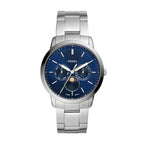 Fossil Men's Neutra Quartz Stainless Steel Multifunction Moonphase Watch, Color: Silver/Blue (Model: FS5907)