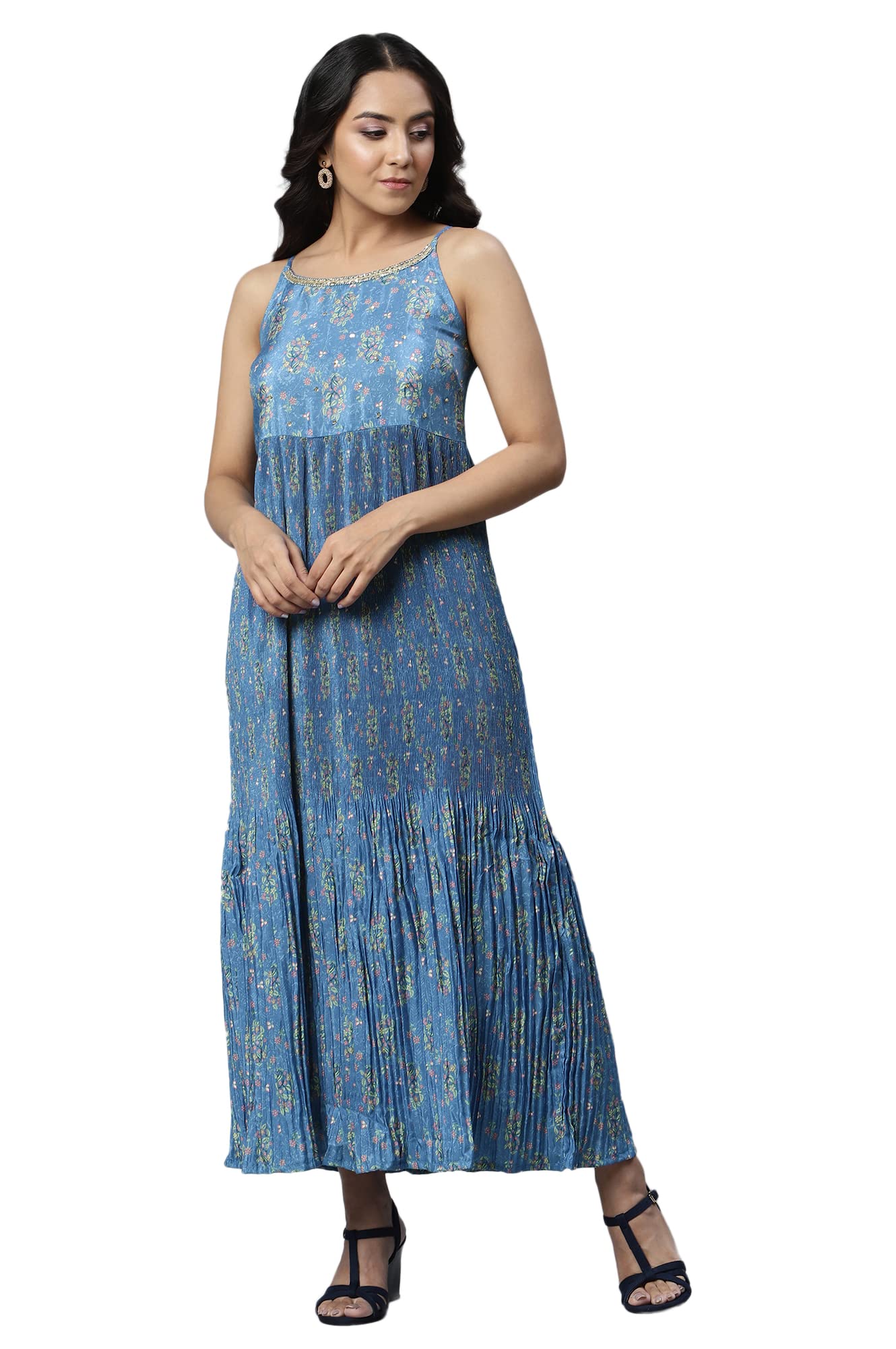 Aurelia WomenS Blue A-Line Gilet And Dress Set_22Aud10480-504029_M