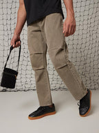 Hubberholme Men Washed Cotton Loose Fit Mid-Rise Jeans 78 Beige