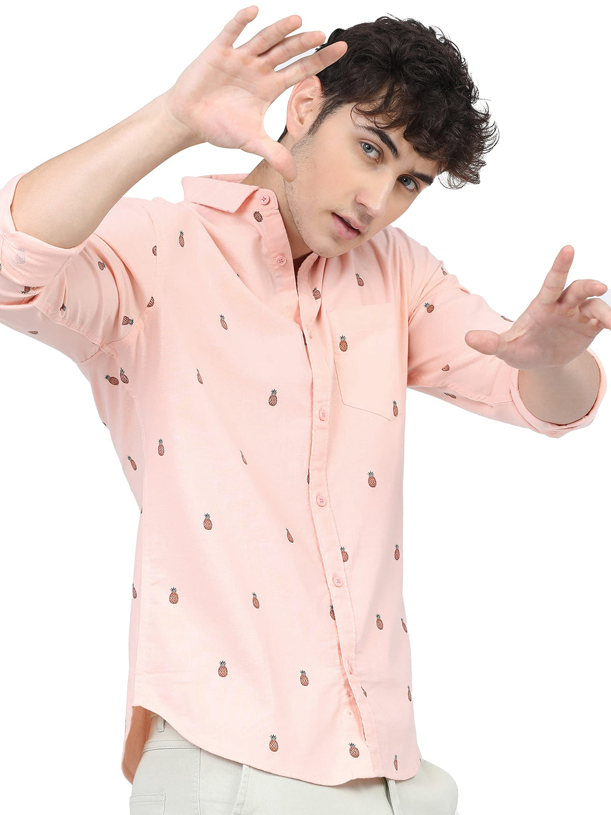 Ketch Mens Pink/Multi Slim Fit Shirt