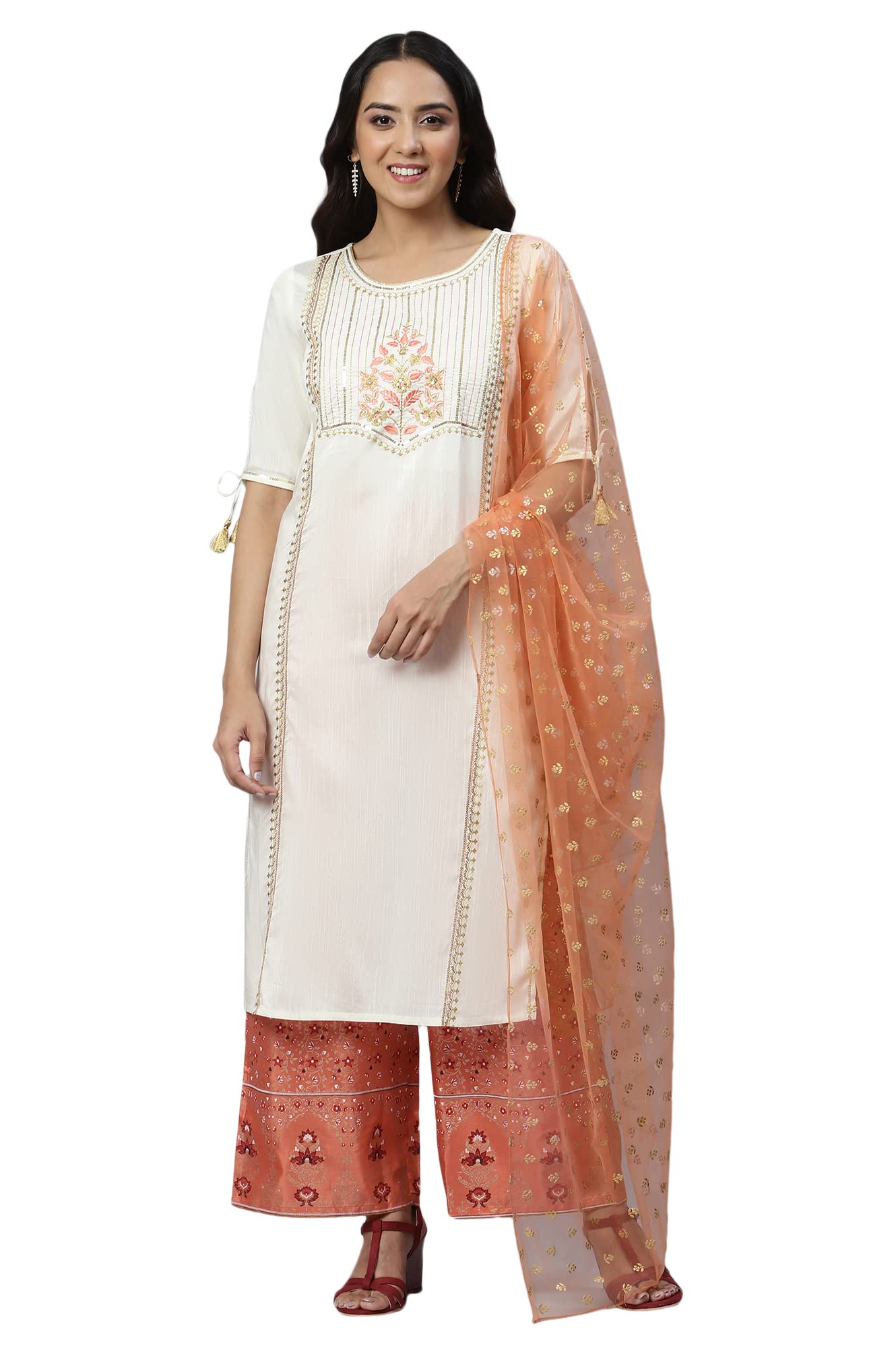 Aurelia Women Liva Off-White Sequined Kurta With Straight Kurta Set With Dupatta_22Aud10485-703078_M