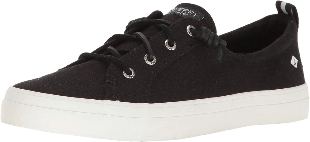 Sperry Womens Crest Vibe Linen Sneaker, Black, 9