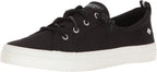 Sperry Womens Crest Vibe Linen Sneaker, Black, 9