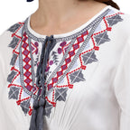 Ishin WomenS Rayon White Embroidered A-Line Top