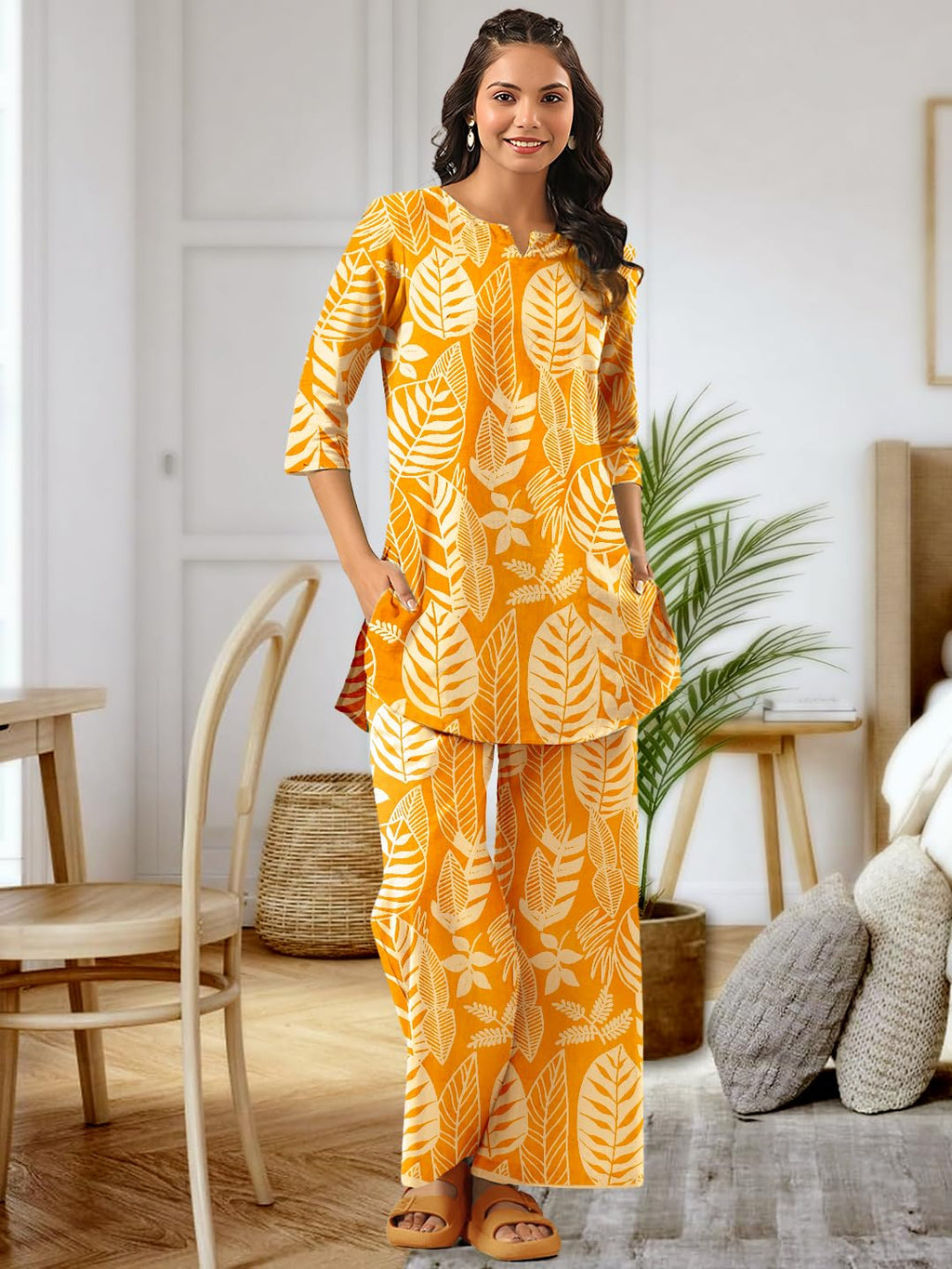 Tee Projekt Co Ord Set for Women Stylish | Kurta Set for Women Yellow