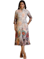 Libas Womens Printed Linen A-Line Dress For Women Off White