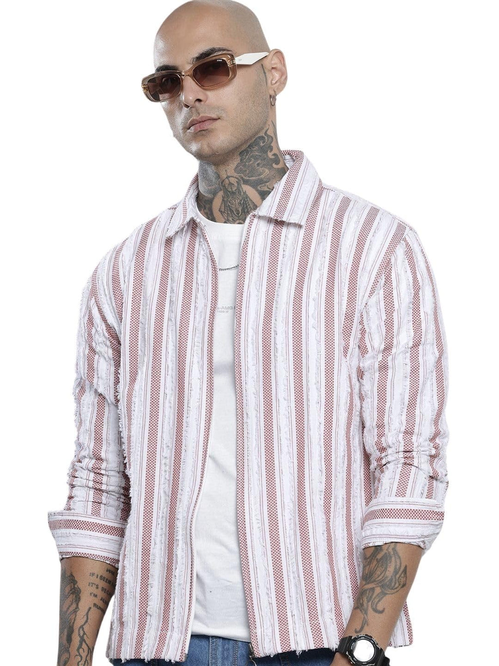 The Indian Garage Co Mens Relaxed Fit Striped Long Sleeves Resort Sweater