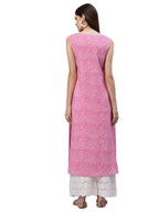 Stylum Women'S Lehariya Printed Rayon A-Line Kurta (Pink)