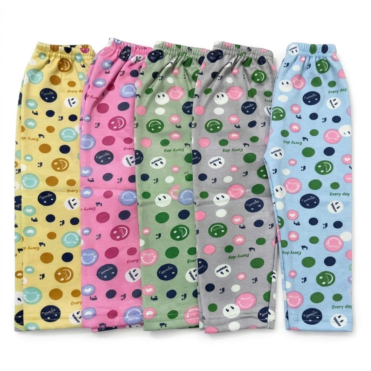 Brobo Baby Boys & Girls Cotton Printed Dots Pyjama Bottom Wear | Soft Toddler Pants for Daily Use | Pack of 6 Multicolour 16