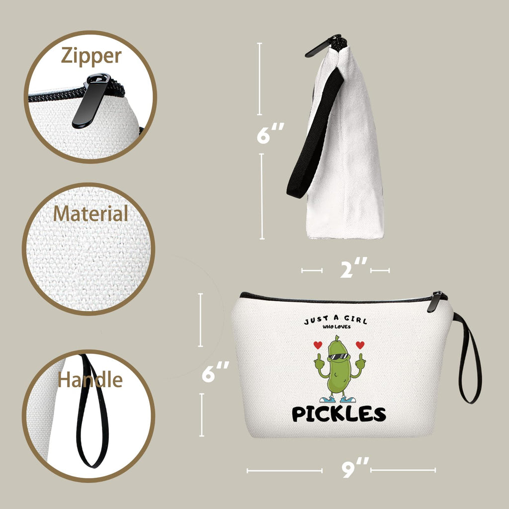Pickle Gifts,Funny Pickle Cosmetic Bag,Pickle Food Costume Party decorations Gift,Just A Girl Who Loves Pickles Makeup Bag,Pickl