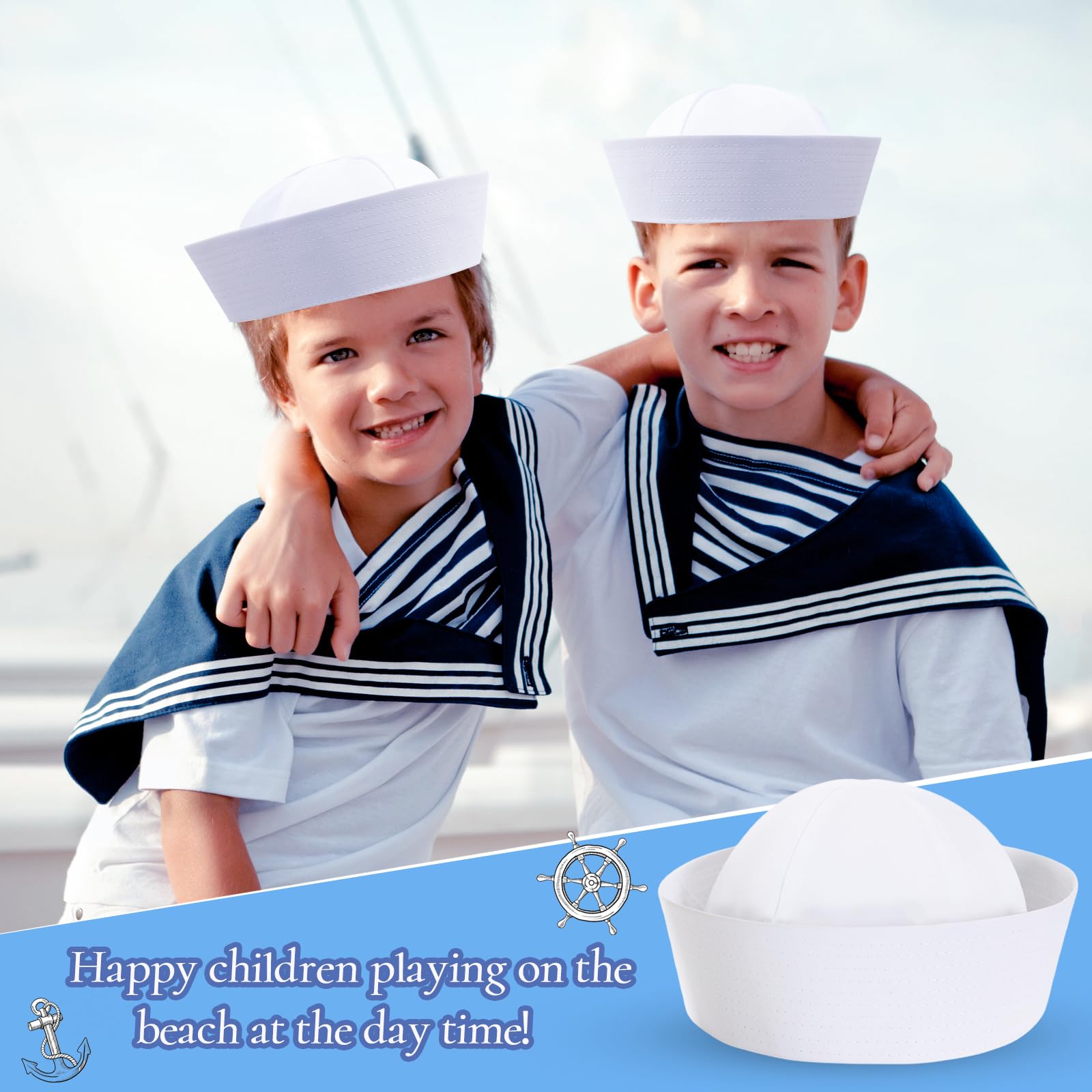 CCUFO 23 White Sailor Hat Us navy hats for men Funny Party Hats Yacht Hat1 2 Pcs