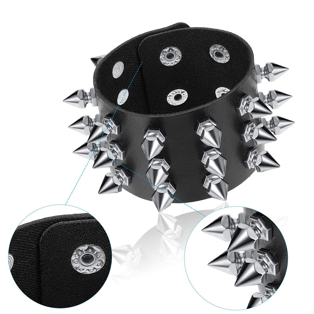 Hicarer 6 Pcs Spiked Studded Bracelets Punk Leather Rivets Bracelet Cuff for Men Women Halloween Accessories(Classic Style)