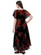 Trillmixa WomenS Georgette Floral Maxi-Length Dress(T_Flower) Black