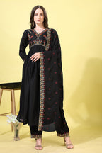 Pratham Blue WomenS Silk Embroidered Anarkali Kurta Palazzos With Dupatta |Kurta Set For Women |Women Kurta |Women Embroidered