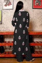 ANNI DESIGNER Womens Rayon Viscose Floral Straight Kurta with Pant & Dupatta (Belagavi Mustard_Black_XX-Large)