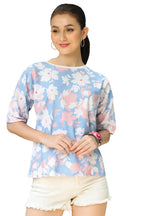 Leriya Fashion Women Floral Print Top With Half Sleeves For Office Wear, Casual Wear Western Top Short Sleeve Pajama Sleep Night