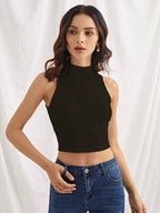 Shasmi Womens & Girls Solid Ribbed Round Neck Collarless Sleeveless Slim Fit Simplicity Tank Tops (Pack of 2) (TOP 37 Black Ru