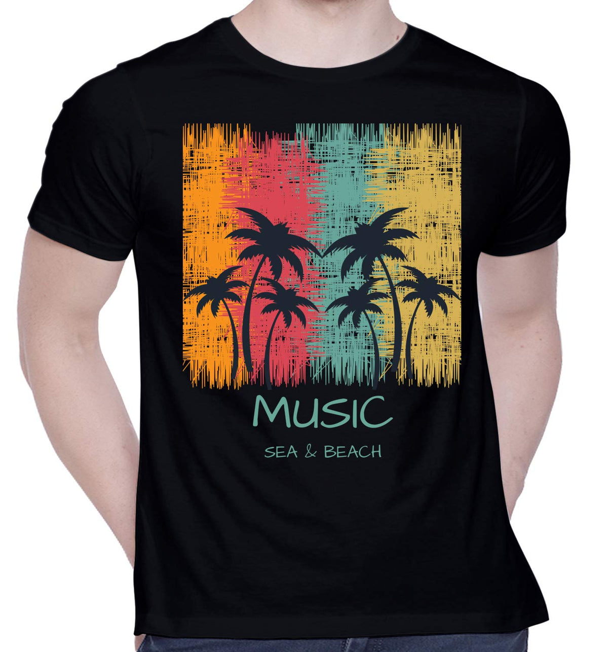 Creativit Graphic Printed TShirt For Unisex Music Sea & Beach Tshirt | Casual Half Sleeve Round Neck TShirt | 100% Cotton | D0