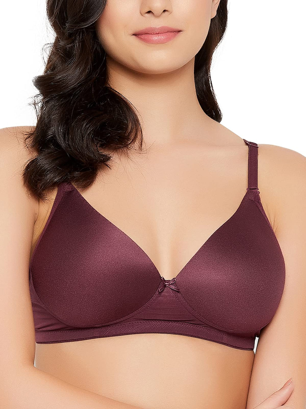 Clovia Womens Level 1 Push-Up Non-Wired Demi Cup Multiway T-Shirt Bra (BR2222A09_Maroon_40B)