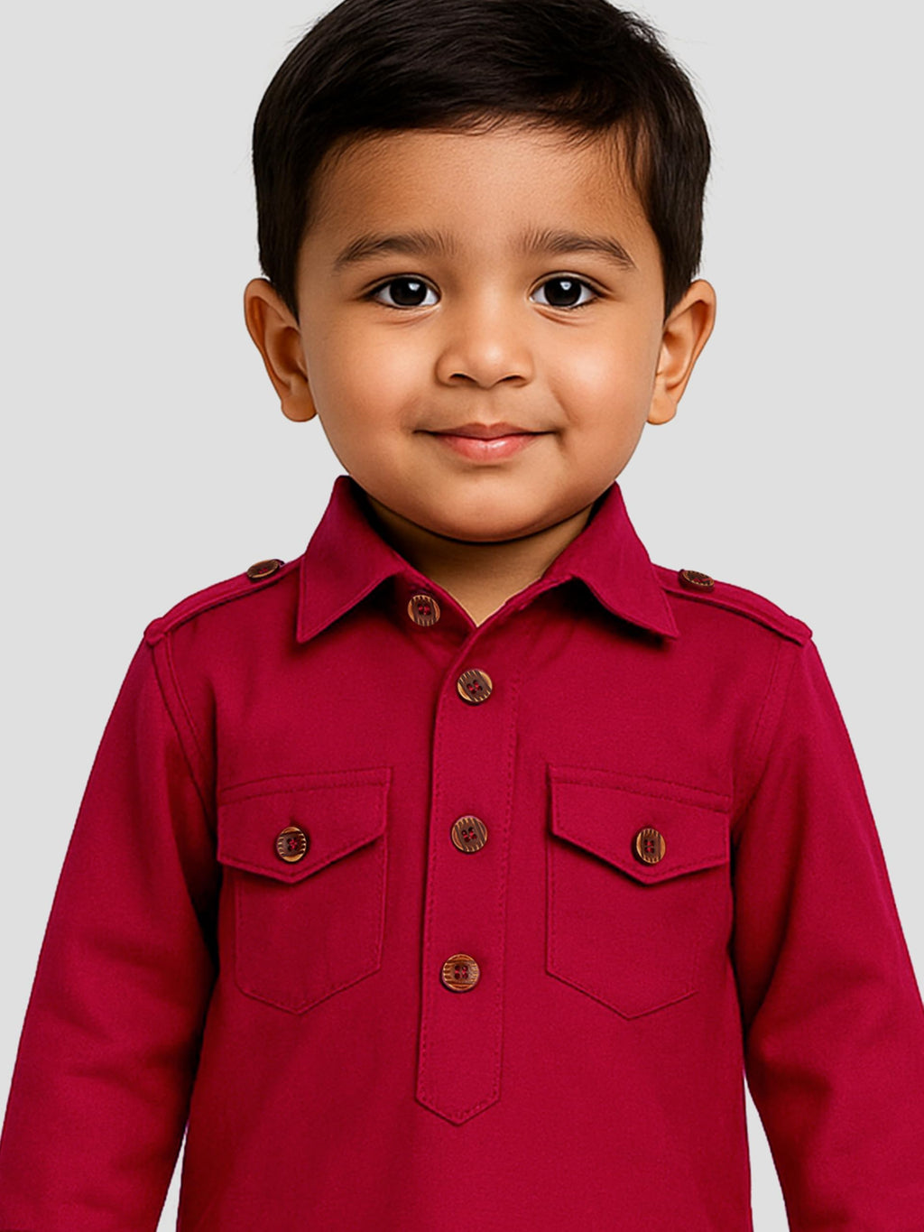 Jbn Creation Boys Maroon Cotton Blend Pathani Suit Set