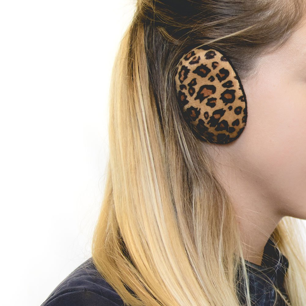 Sprigs Earbags Bandless Ear WarmersFleece Earmuffs with Thinsulate - Leopard Print, Small