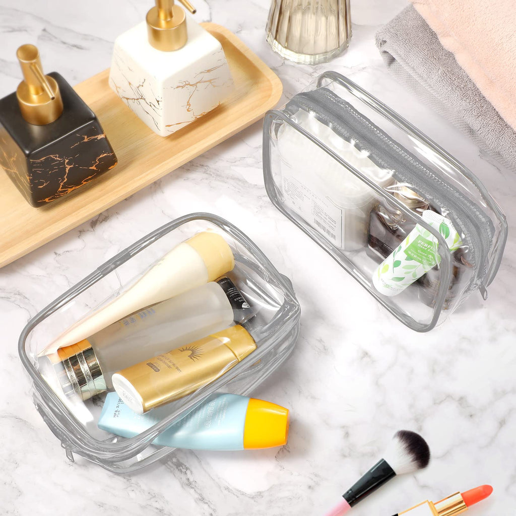 Saintrygo 18 Pack Clear Makeup Bags 7 x 5 PVC Cosmetic Bag Plastic Zippered Pouches Portable Toiletry for Women Men Travel Vacat