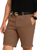 Greciilooks Casual Men Shorts | Rich Regular Fit Solid Short With Side Pockets | Relaxed Fit Half Pants | Mid Rise Waist Brown