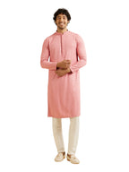Manyavar MenS Viscose Sequins Shimmer Kurta Set (Pink,L)