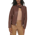 Levi's Women's Size Faux Leather Motocross Racer Jacket (Standard and Plus), Chocolate Brown, 2X