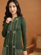 Rangita Green Acrylic Calf Length Printed Straight Kurti For Women | Kurta For Women
