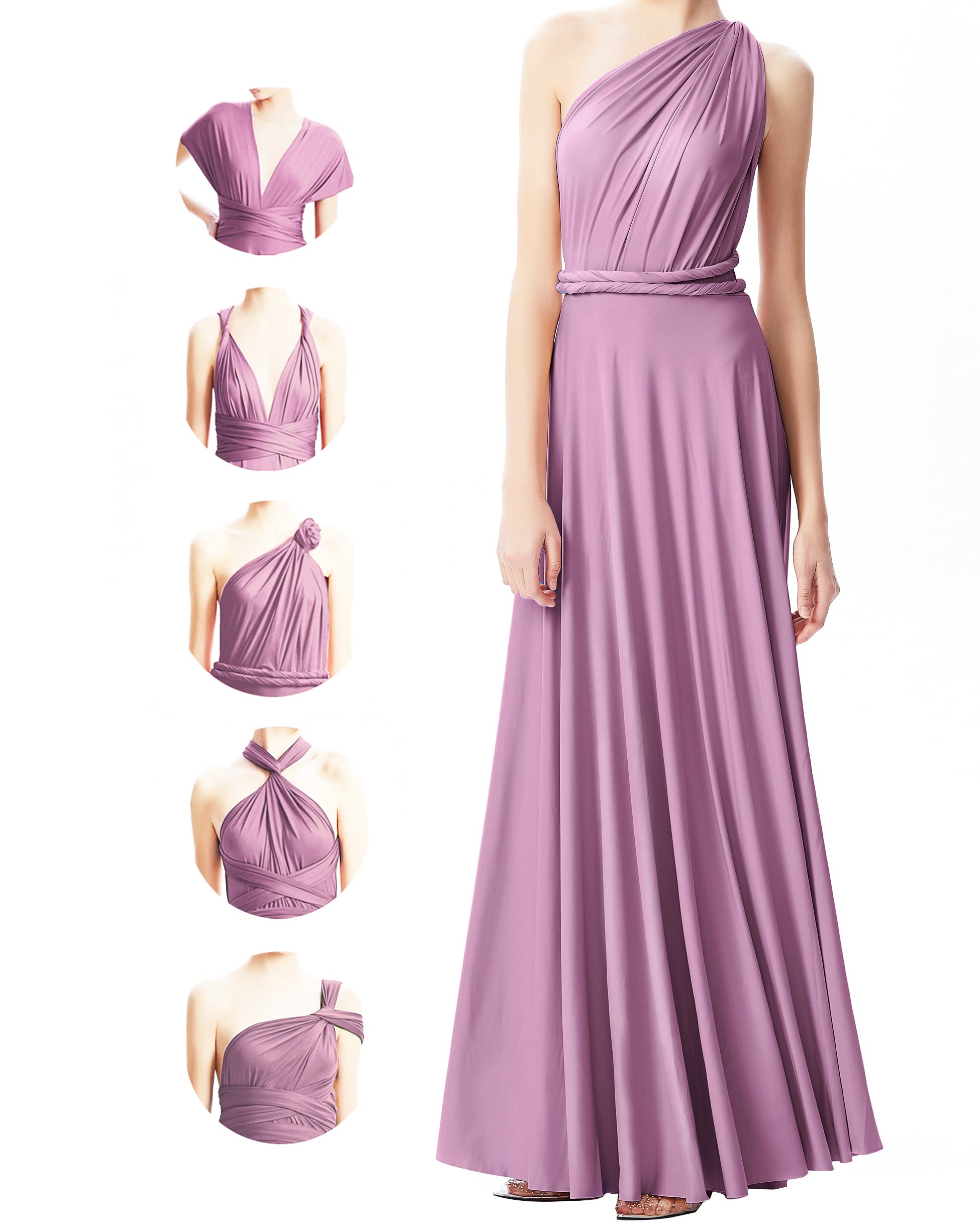 INFIWING Infinity Dresses for Women with Bandeau, One Size Wrap Dress Long Maxi Bridesmaids Convertible Dresses, Wedding Guest M